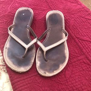 Rainbow Tan Leather Sandals w/Rhinestone Accents in Size 8